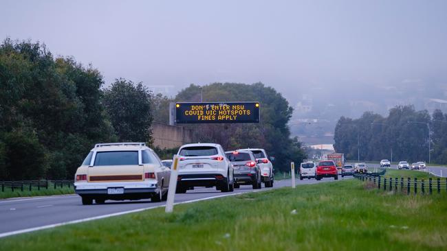 Overnight the border between NSW and Victoria will close. Pictured is the Hume Freeway in Albury near the NSW border. Picture: SIMON DALLINGER