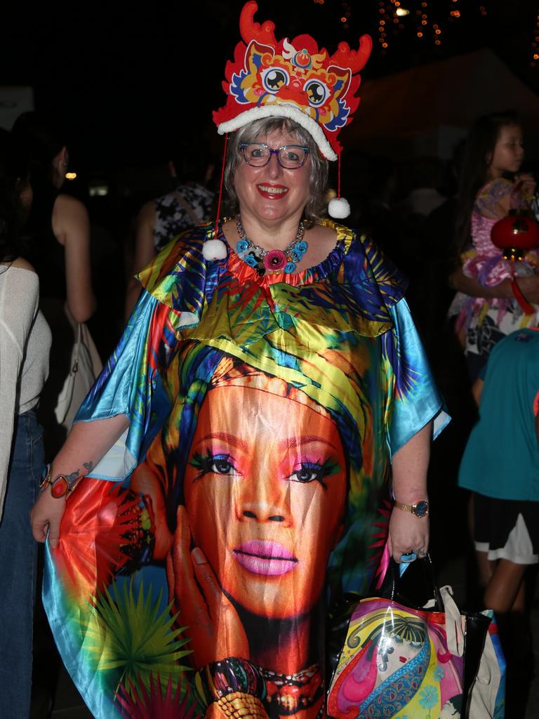 Jennifer Worrall celebrate the last night of Chinese New Year festivities in Cairns. Picture: Kate Stephenson