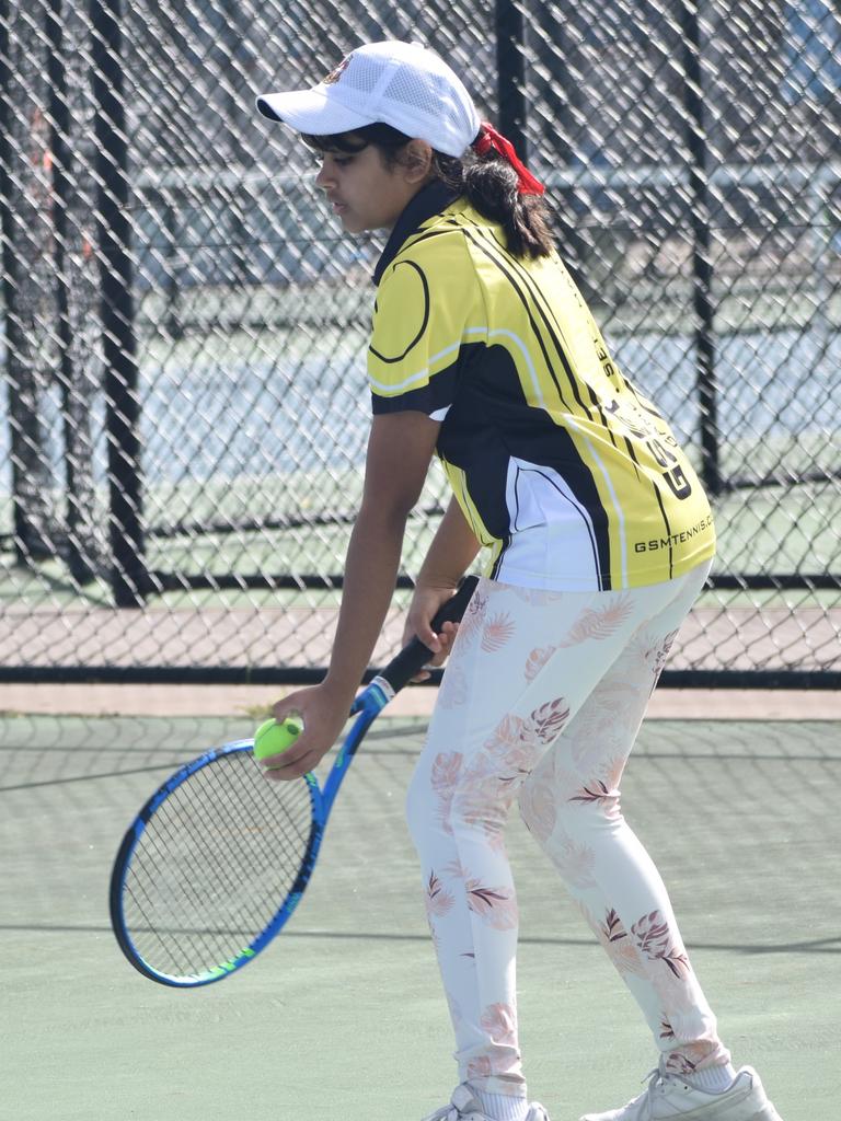 Players on court at the JDS Central Region tournament at the Rockhampton Regional Tennis Centre on July 14, 2024.