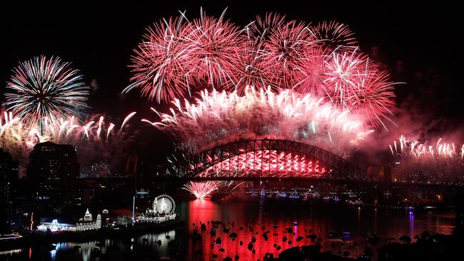 Fireworks explode on New Year's Eve on Sydney Harbour on January 1, 2016. Picture: Brendon Thorne/City of Sydney/Getty Images