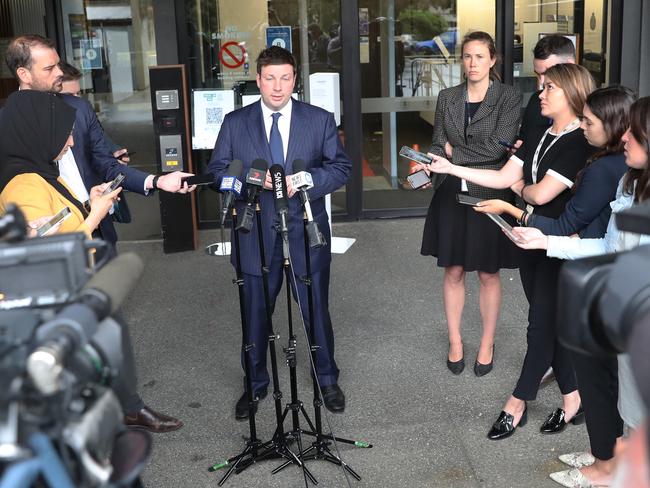 Tim smith addresses the media after his drink-driving charge. Picture: David Crosling