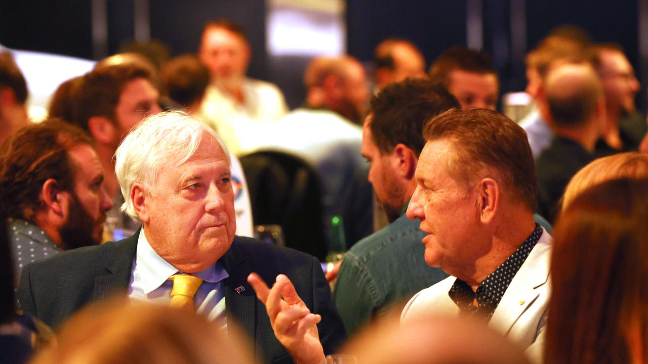Andrew Bell and Clive Palmer kept the crowd entertained with a lively onstage chat. Picture: Annette Dew