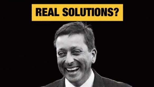 How Victorian Opposition Leader Matthew Guy is represented in Victorian Labor’s most recent advertisement. Picture: Victorian Labor.