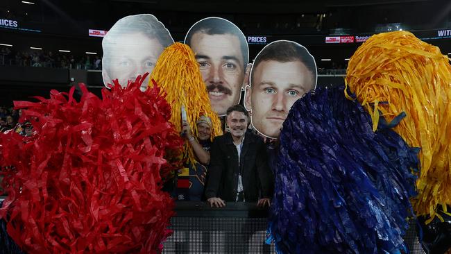 AFL reporter Matt Turner among Adelaide’s cheer squad. Picture: Michael Klein