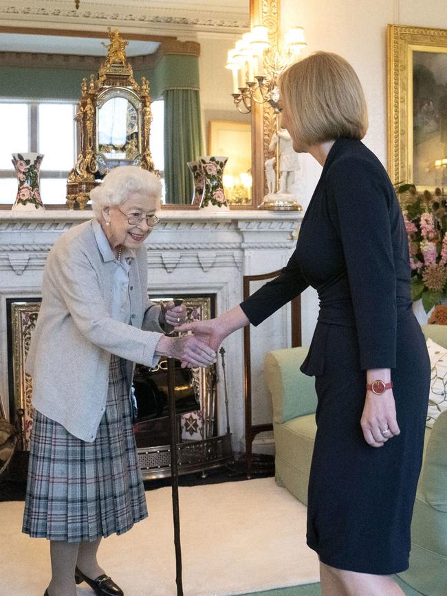 The Queen greets newly elected leader of the Conservative party Liz Truss. Picture: Getty Images