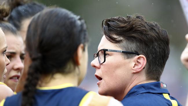 Bec Goddard ... wants the Crows to turn up the pace. Picture: Sarah Reed