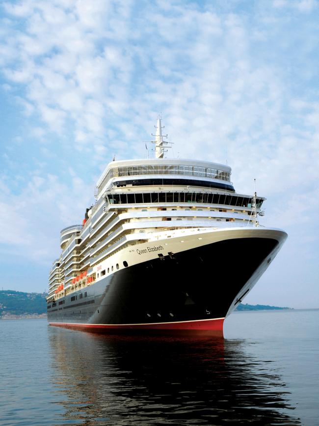 Queen Elizabeth at sea. 