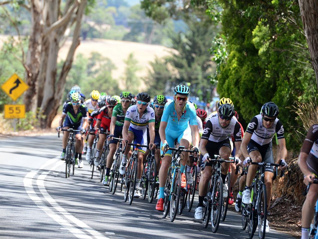 Riders navigate Angus River Scenic Drive between Mylor and Echunga. Photo: Tom Huntley.