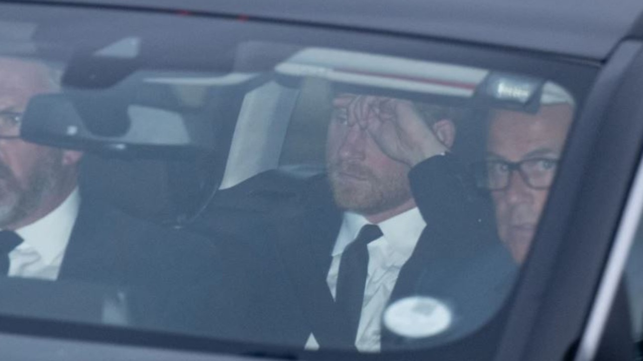 Prince Harry seen leaving Aberdeen Airport for Balmoral on the night the Queen died. Picture: Michal Wachucik/Abermedia/Australscope