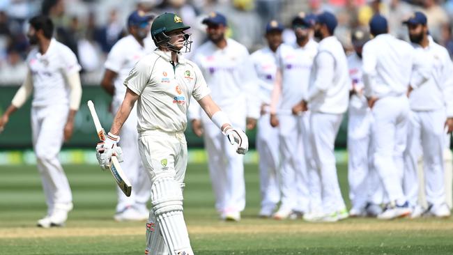 Steve Smith has made just nine off 69 balls so far in this series. Picture: Quinn Rooney/Getty Images.