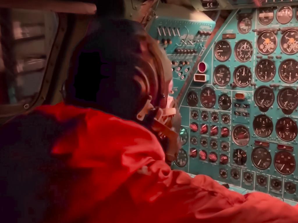 A Russian air force crew member oversees an instrument panel on board a Tu-95 nuclear-capable strategic bomber during drills of Russia's nuclear forces. Picture: Russian Defense Ministry Press Service via AP