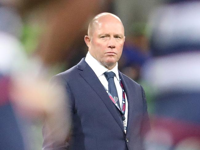 MELBOURNE, AUSTRALIA - MAY 13:  Melbourne Rebels head coach Tony McGahan looks on during the round 12 Super Rugby match between the Melbourne Rebels and the Queensland Reds at AAMI Park on May 13, 2017 in Melbourne, Australia.  (Photo by Scott Barbour/Getty Images)