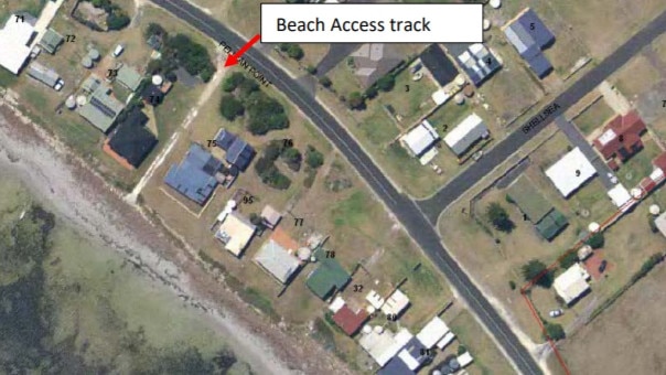 A number of Pelican Point residents want a beach access track situated between two private properties to Bungaloo Bay closed. Picture: Grant Council