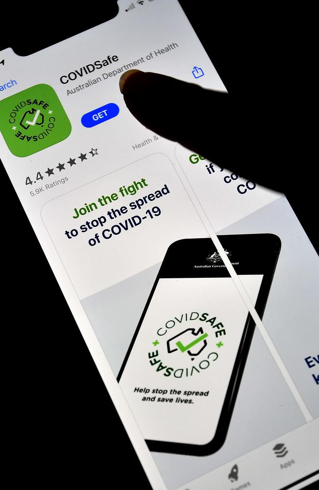 The new COVIDSafe app was released in late April. Picture: Saeed Khan/AFP