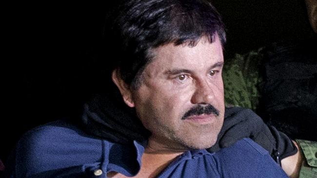 Captured drug lord Joaquin ‘El Chapo’ Guzman is made to face the media in Mexico City. Picture: AP