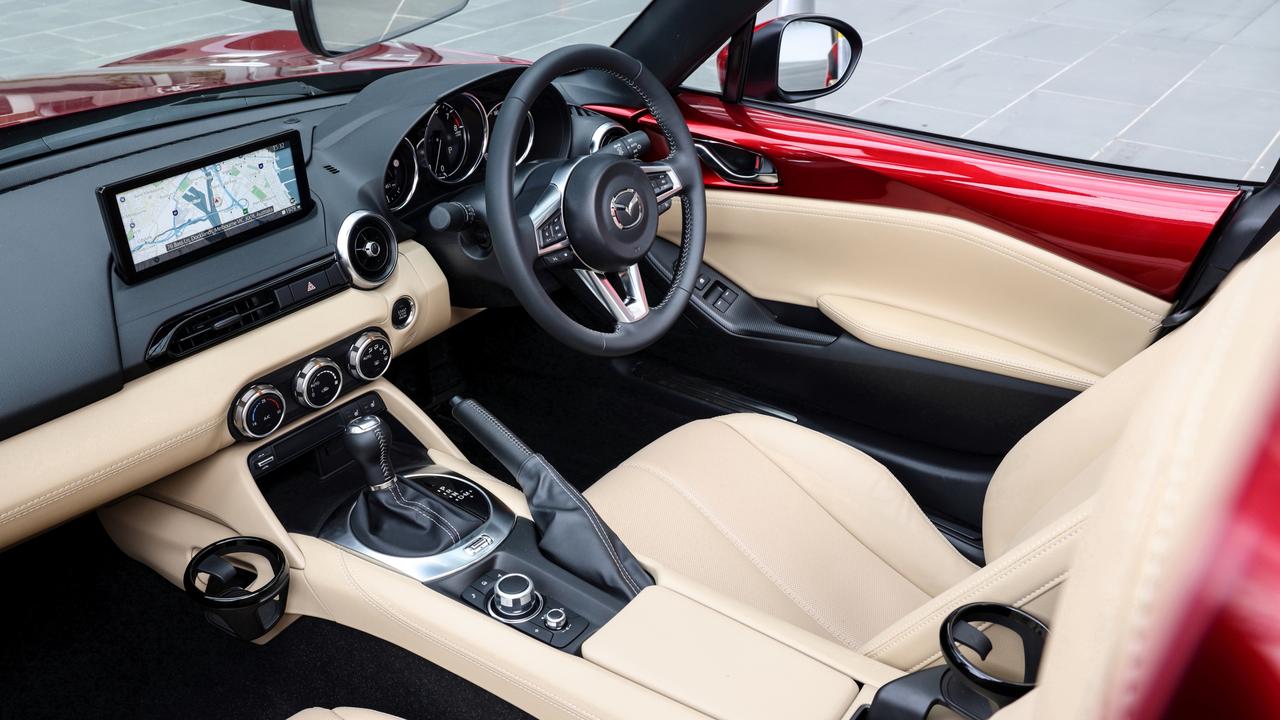 The MX-5’s cabin is a compact, driver-focused space.