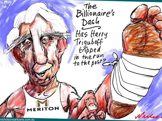 Peter Nicholson Margin Call cartoon for 26-05-2016. Version: (Original) COPYRIGHT: The Australian's artists each have different copyright agreements in place regarding re-use of their work in other publications. Please seek advice from the artists themselves or the Managing Editor of The Australian regarding re-use.