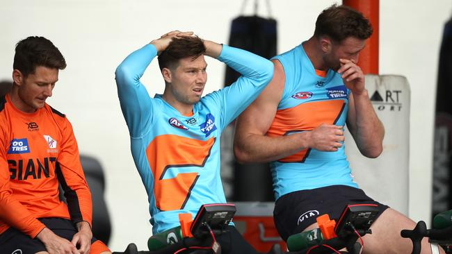 Toby Greene at Giants training ahead of their clash with Brisbane. Picture. Phil Hillyard