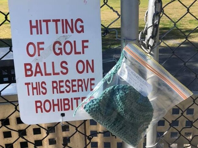 Briggsy Boomer (not her real name) crochets beanies and drops them anonymously around the LeFevre Peninsula to spread love and joy. Picture: Supplied.