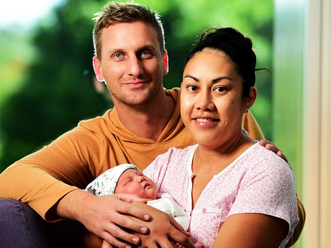 Mother's Day baby; Timothy Self and Tita Kelemete with baby Lucy Luta Self at Townsville University Hospital. Picture: Alix Sweeney