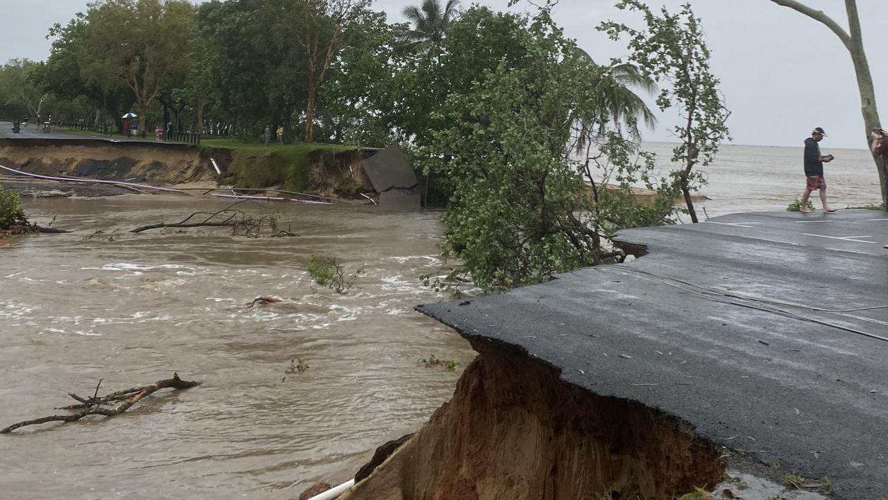 Shocking road damage along Casuriana St in Holloways Beach following Cyclone Jasper. Picture: Cairns Regional Council