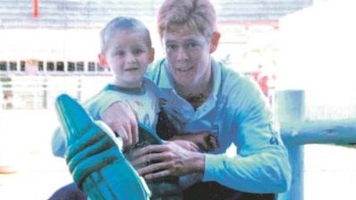 Former South Africa cricket Shaun Pollock with a young Marnus Labuschagne.