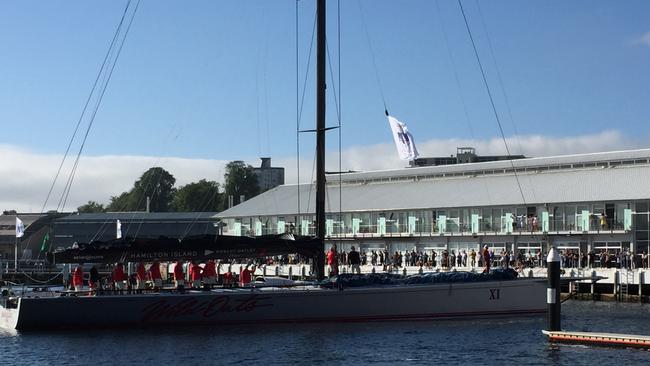 Wild Oats XI arrives at Constitution Dock. Picture: Matthew Denholm.