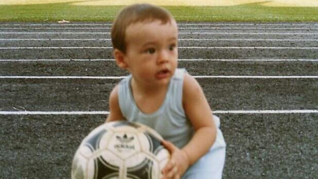 Socceroo Jason Davidson on the Pahang training ground, age 18 months.