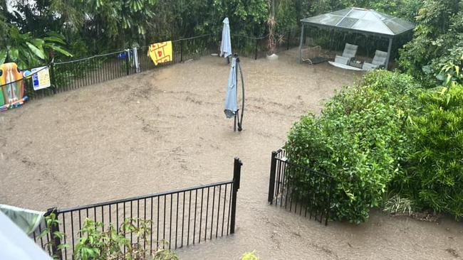 Kristy Waugh's backyard in Bluewater as the creek comes up. Sunday (Feb 2)