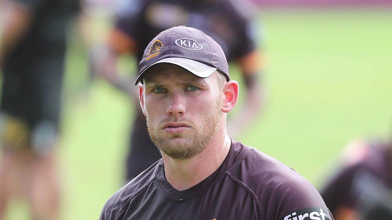 Matt Lodge. The Brisbane Broncos training at Red Hill. Pic Peter Wallis