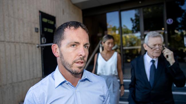 Former NT police officer Zachary Rolfe after day one of him giving evidence at the inquest into the death of Kumanjayi Walker. Picture: Liam Mendes / The Australian