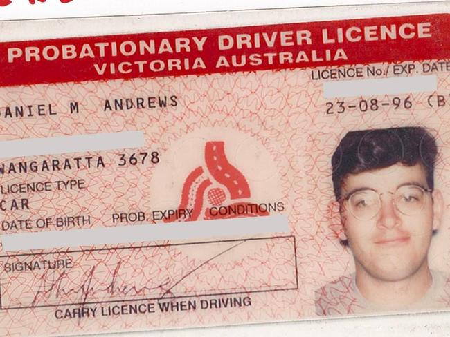 A fresh-faced Daniel Andrews on his first licence.