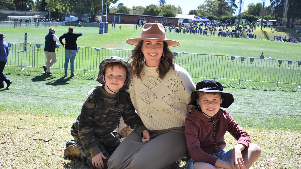 Darcy, Cloe, and Lawson Pascoe at Grammar Downlands Day, Saturday, August 19, 2023. Picture: Peta McEachern