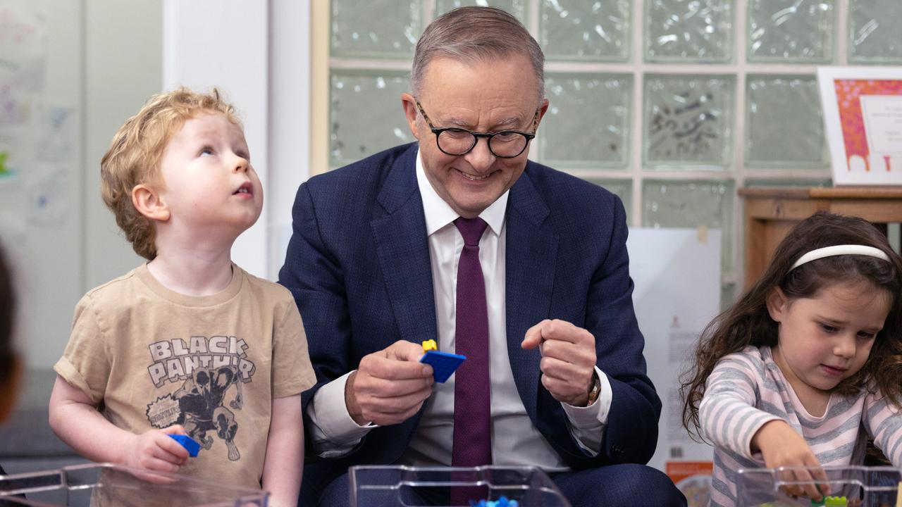 Mr Albanese has pledged $1bn to build more than 160 new childcare centres in underserviced areas. Picture: NewsWire / Gary Ramage