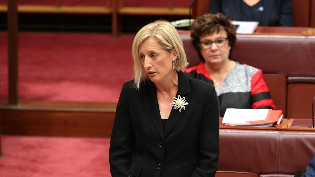 Labor’s Katy Gallagher in the Senate yesterday. Picture: Kym Smith