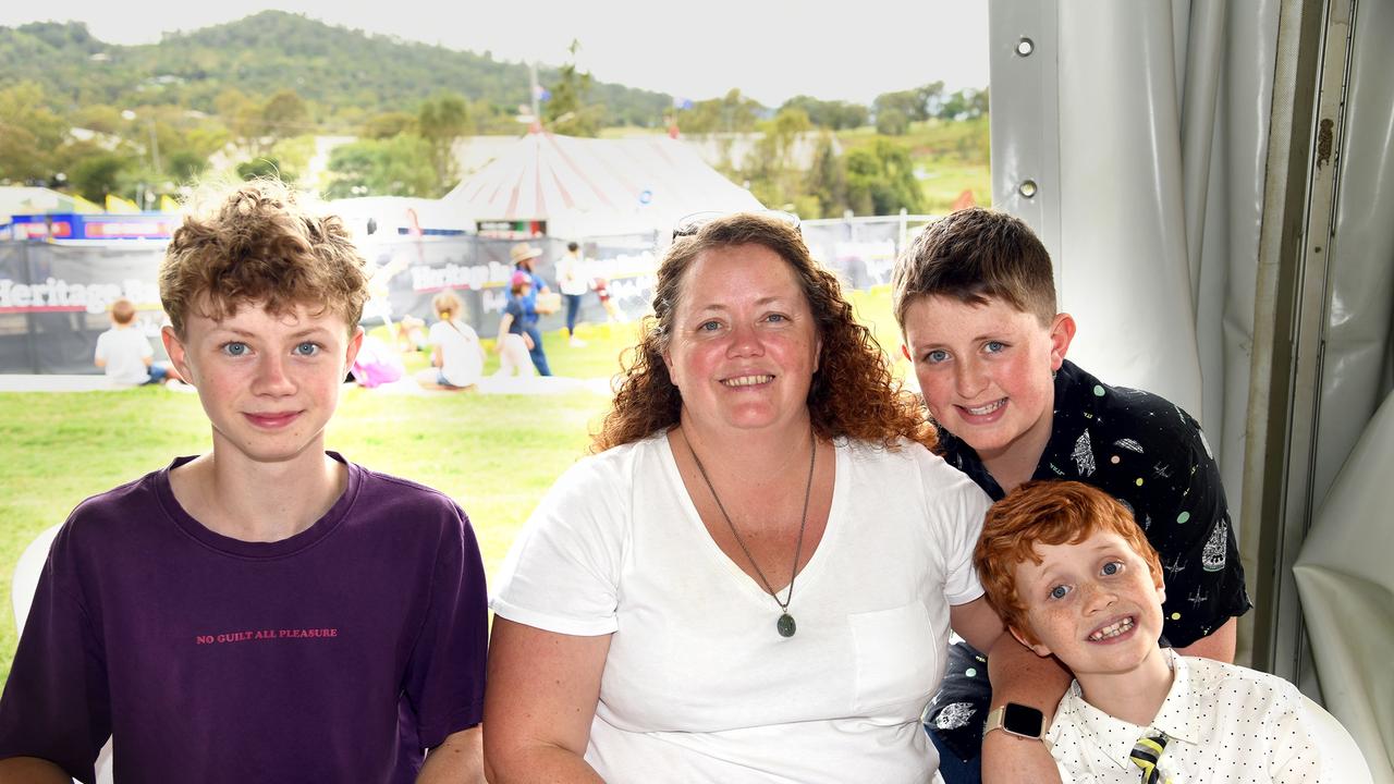 Henry Goodall, Amanda Drayton, Charlie Goodall and Samuel Goodall at the Mulberry Project Long Lunch. Heritage Bank Toowoomba Royal Show. Saturday March 26, 2022