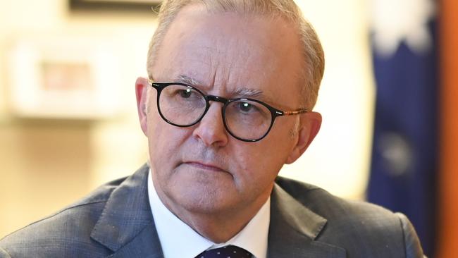 CANBERRA, Australia, NewsWire Photos. May 13, 2024: Prime Minister Anthony Albanese with the 2024-25 Budget papers in his office Canberra ahead of the 2024 Federal Budget. Picture: NCA NewsWire / Martin Ollman