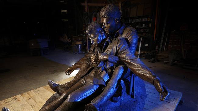 A statue of the Hunter brothers, Diggers from World War 1, has been cast at Fundere Foundry in Sunshine. Picture: Alex Coppel.