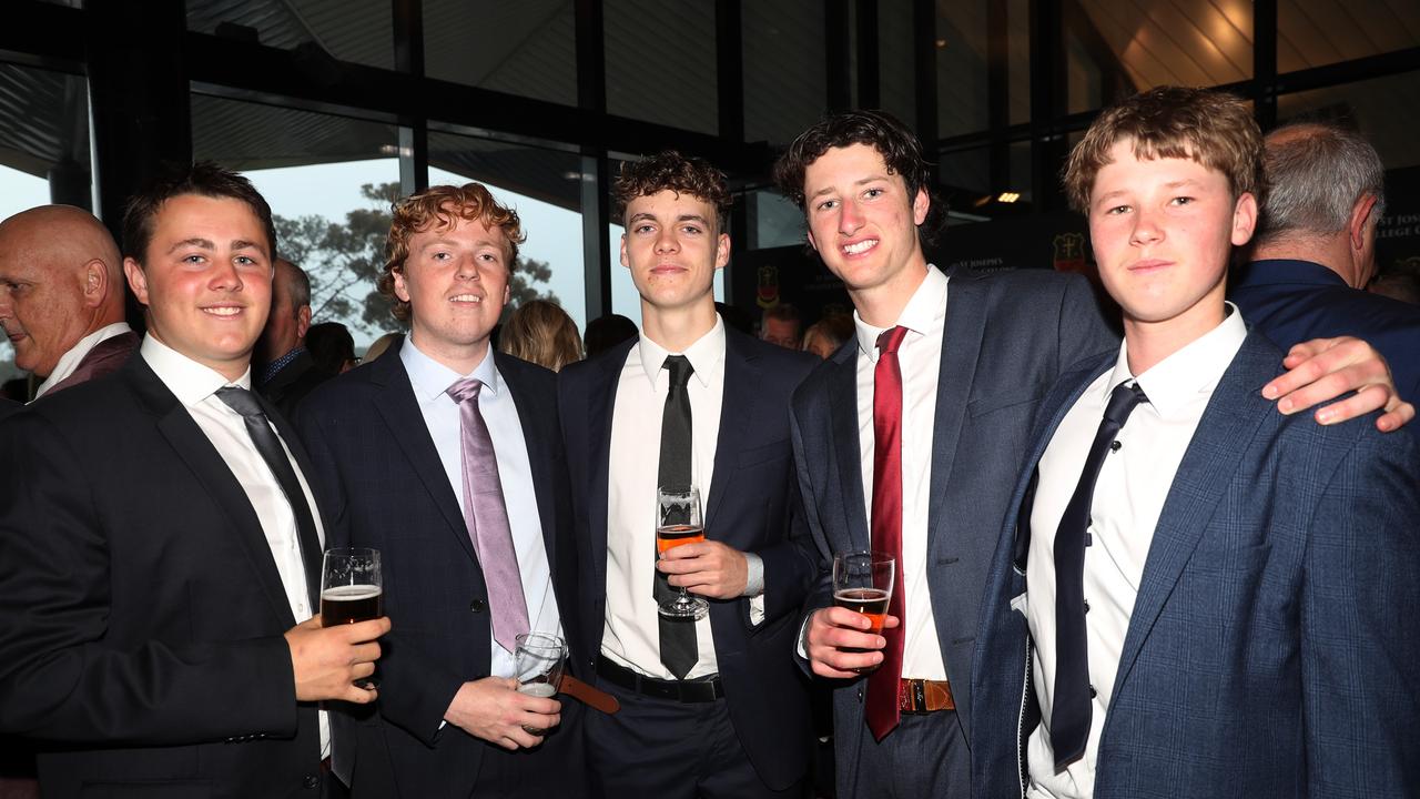 St Joseph’s College year 12 graduation: Finn Murphy, Will Smith, Cohen Emmerson, Cooper Patton and Mason Ansell. Picture: Alan Barber