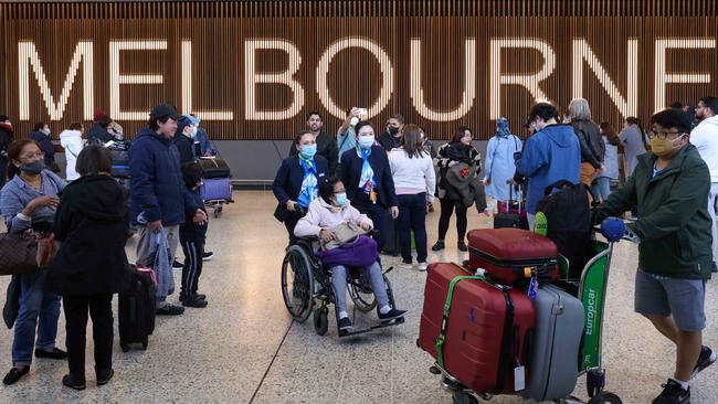 Melbourne Airport’s international arrivals area last year. Picture: Ian Currie/NCA NewsWire