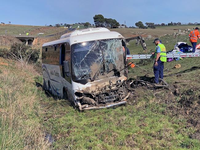 Ambulance NSW were called to the accident on Burley Griffin Way at Harden, northwest of Canberra, just before 8.30am on Friday. Picture: NSW Ambulance