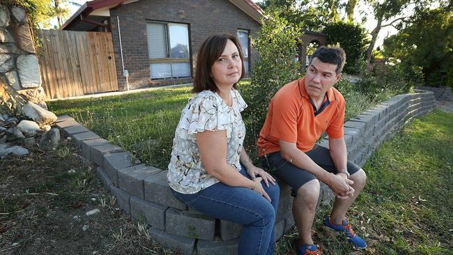 Michelle and Jason Love outside their rental investment home in Westlake, Brisbane. Picture: Lyndon Mechielsen