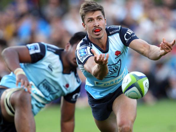 QUEENSTOWN, NEW ZEALAND - FEBRUARY 19: Jake Gordon of the Waratahs passes the ball during the Super Rugby trial match between the Highlanders and the Waratahs at the Queenstown Recreation Ground on February 19, 2016 in Queenstown, New Zealand. (Photo by Rob Jefferies/Getty Images)