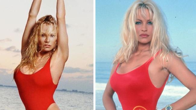 Pamela Anderson stuns in Baywatch inspired swimsuit collection.