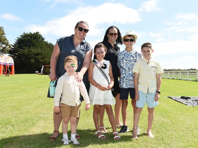Bairnsdale Cup 2025. Shannon Ryan, Atley, Arlie, Monique Hill, Nathan and Aspen. Picture: David Smith