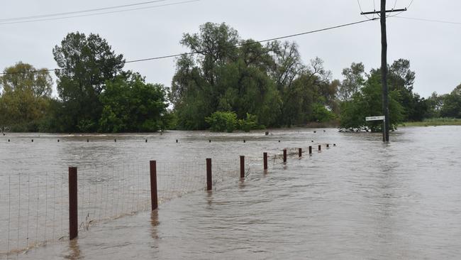 Billabong St in Warwick flooded as the Condamine River peaks at more than 6m in 2021. Picture Jessica Paul / Warwick Daily News