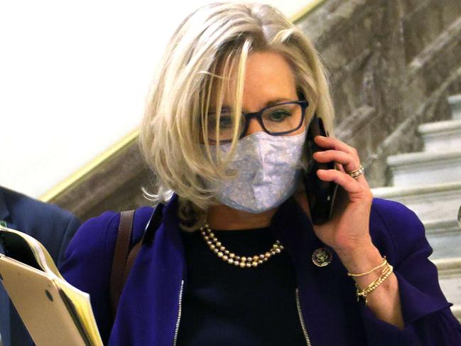 WASHINGTON, DC - MAY 13: Rep. Liz Cheney (R-WY) leaves the U.S. Capitol before a House Republican Caucus candidate forum prior to her replacement as Conference Chair on May 13, 2021 in Washington, DC. Rep. Elise Stefanik (R-NY) is campaigning to replace Cheney, who was removed from her leadership role for speaking out against former President Trump.   Kevin Dietsch/Getty Images/AFP == FOR NEWSPAPERS, INTERNET, TELCOS & TELEVISION USE ONLY ==