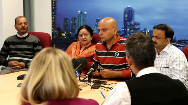 The family of Gilston murder victim Shyam (Sam) Dhody. Pictured: Sam’s father Kavinda (on the left), mother Sushma, and brothers Sanjeev and Vivek (far right) Dhody.