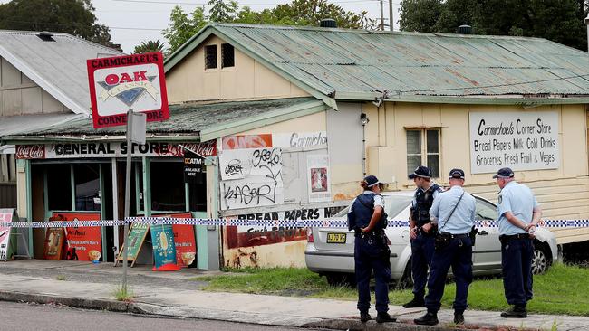 Police at Carmichael’s Corner Store where shop owner Steven Van Meeteren was allegedly stabbed. Picture: AAP IMAGE/Sue Graham