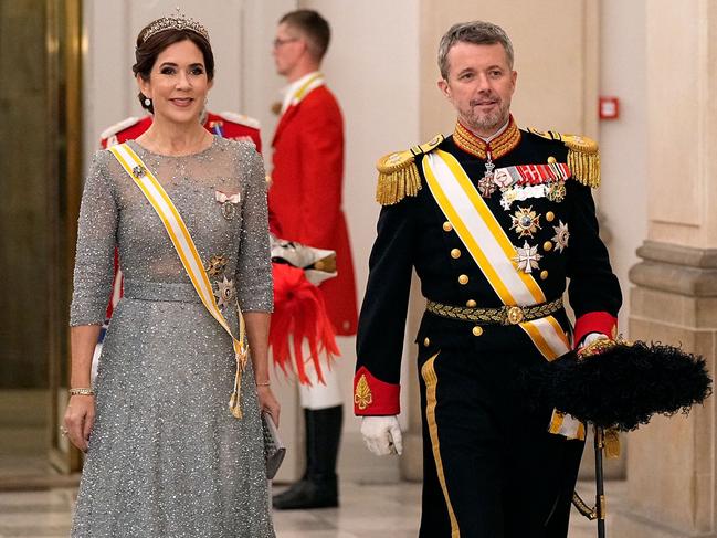 The royal couple at a recent state banquet at Christiansborg Castle in Copenhagen. Picture: AFP